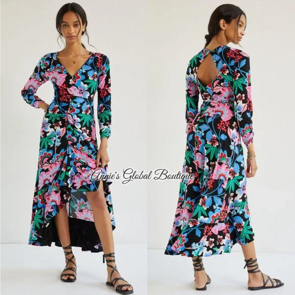 NWT ANTHROPOLOGIE Ruched Floral Maxi Dress. - Picture 16 of 16